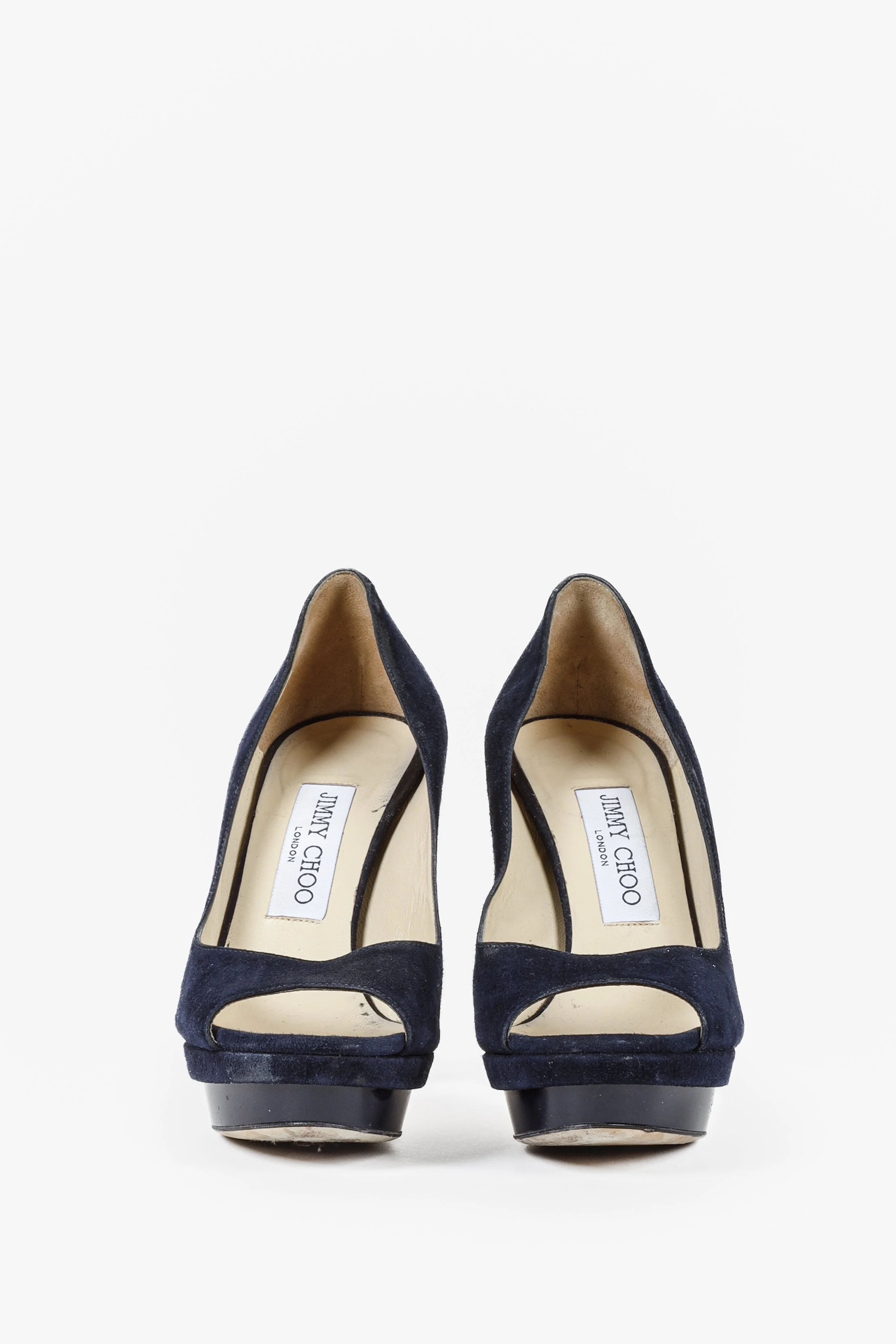 Jimmy Choo Navy Blue Suede Dahlia Platform Pumps BLOGGER ARMOIRE